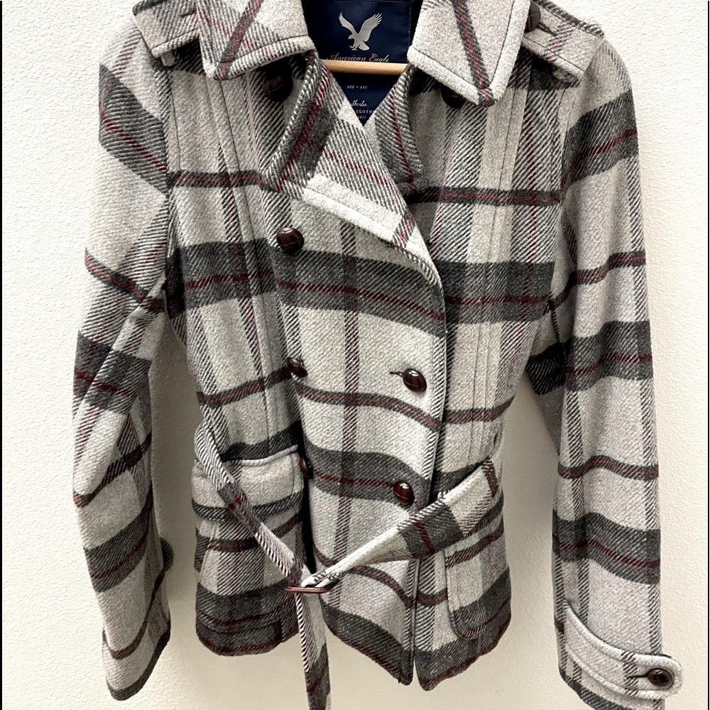 American Eagle Plaid Wool Coat